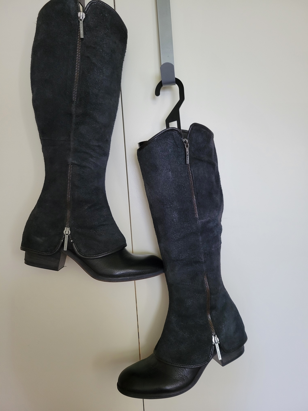 Donald J. Pliner Black Suede Over-the-Knee Zip Boots